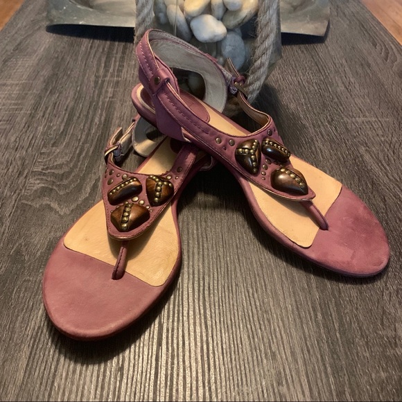 FRYE Laurel Plum Leather Thong Flat Sandals 9M - Picture 4 of 8